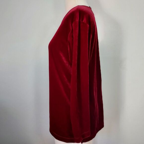 Liz Baker Essentials Womens PL Red Velvet Stretch Pullover Tunic Top Shirt - Picture 4 of 11